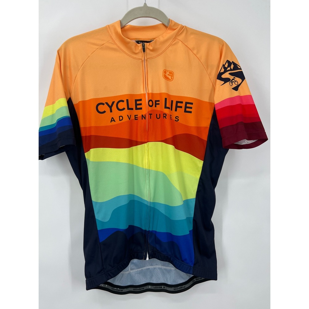 Giordana Mens XL Cycle of Life Cycling Jersey Colorful Bright Rainbow Italy